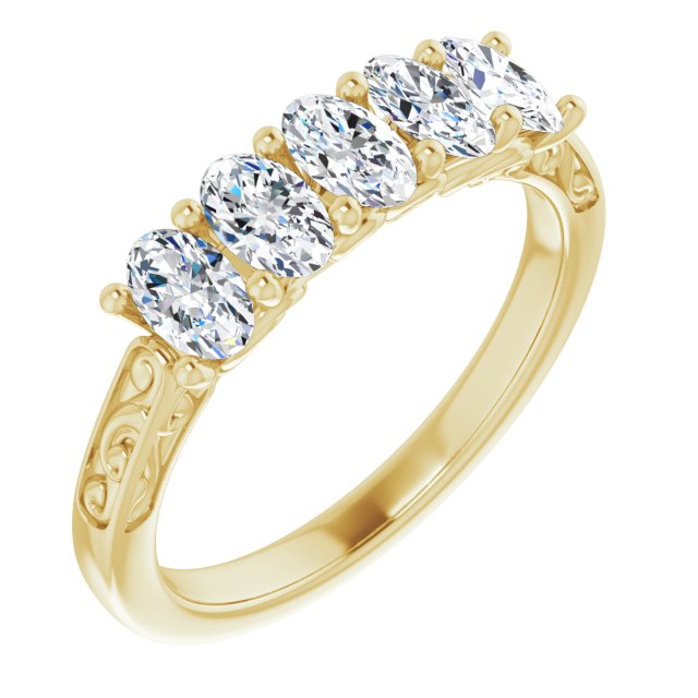 1.05 ct. Oval Cut Diamond Wedding Band 5 Stone Anniversary Ring-VIRABYANI